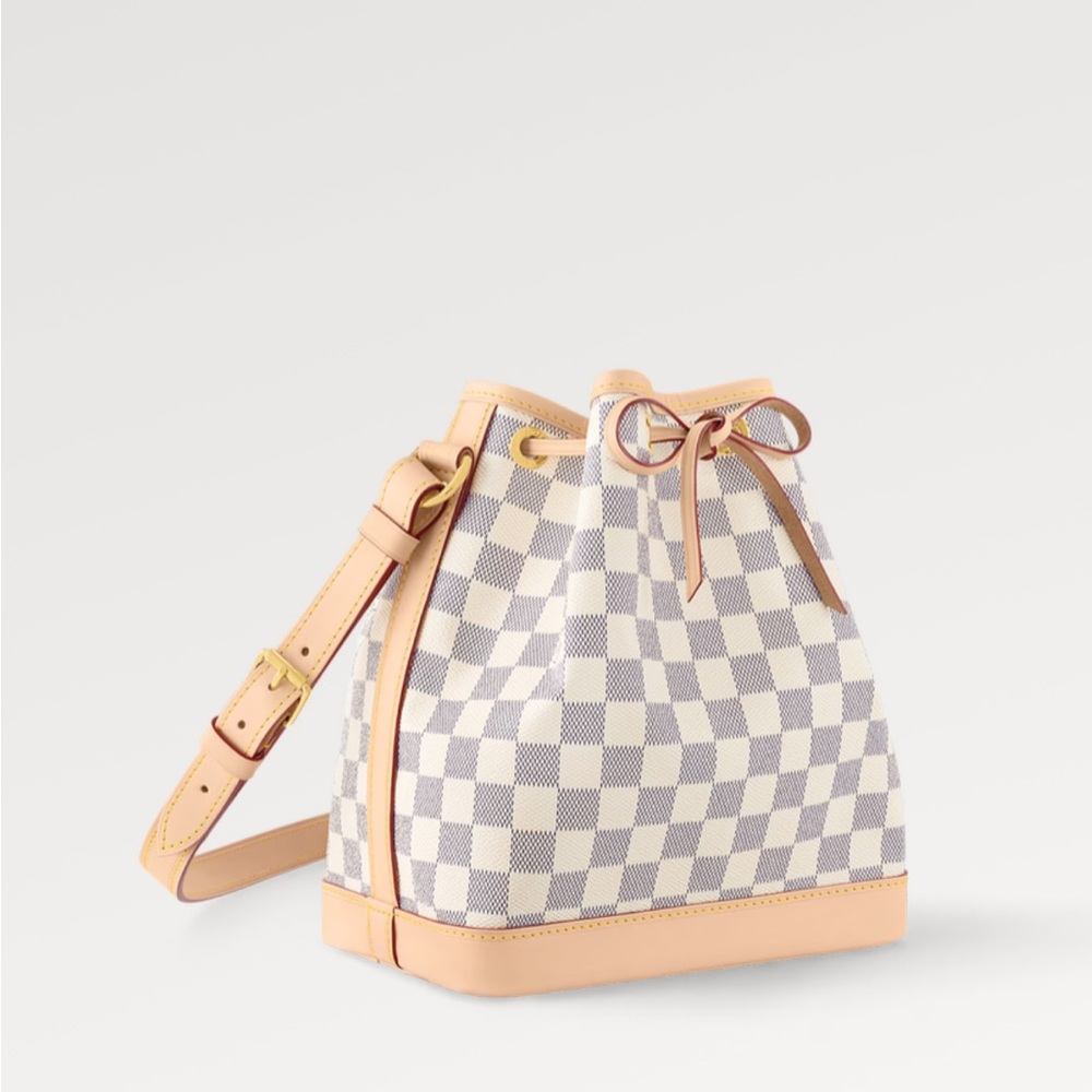 Louis Vuitton Damier Azur Bucket Crossbody Bag in White and Tan